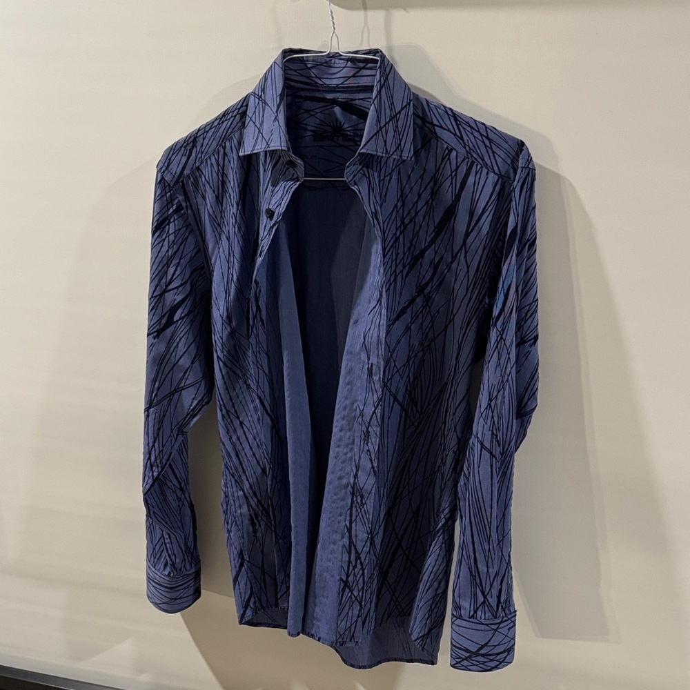 Men's Navy Patterned Shirt